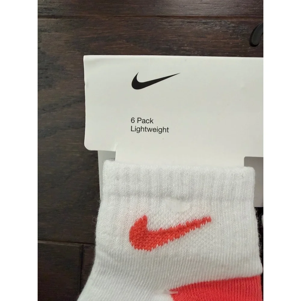 Nike Infant 6 Pack Lightweight Ankle Socks White Multi NN0299-R26 12-24 Months